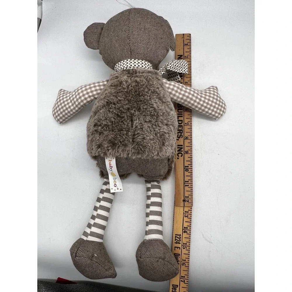 BabyBoo Australia Monkey Plush Strip Gingham Burlap Fuzz‎ Mixed Media